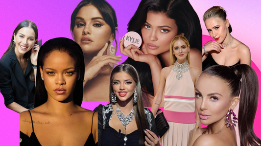 A collage with famous celbrities for Bulgaria and the world that have successful onlin brands - Alex Bogdanska, Rihanna, Selena Gomz, Dara, Nikoleta Lozanova and more...
